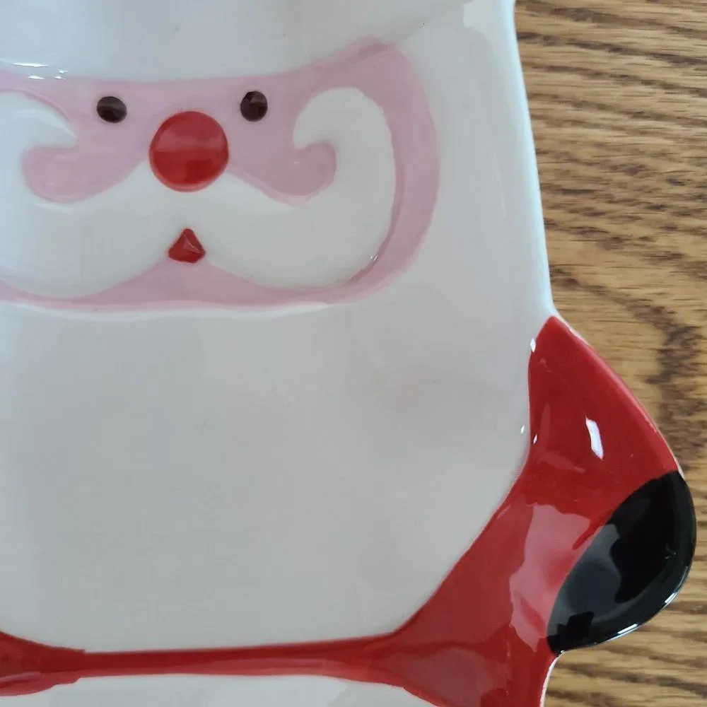 Boston Warehouse Santa Ceramic Serving Dish and Candy Cane Spreader Vintage 2006
